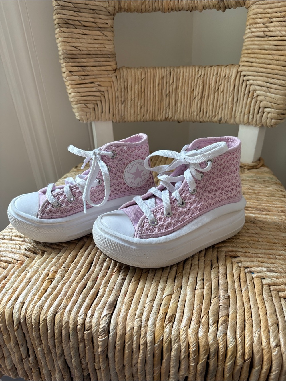 Converse Kids Pink High-Top Platform Sneakers with White Soles